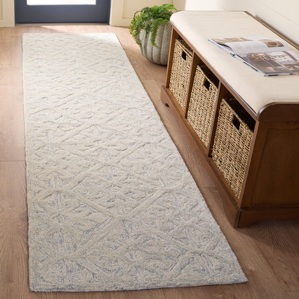 Safavieh Harvest Handwoven Wool Area Rug In Light Blue And Grey — Subtle Geometric Design, Low-Profile Elegance 6'-0" x 6'-0" HVT117L-6SQ