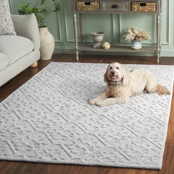 Safavieh Harvest Handwoven Wool Area Rug In Light Blue Grey — Low Pile 3/8" Comfort, Durable Modern Elegance 6'-0" x 9'-0" HVT117L-6