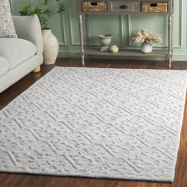 Safavieh Harvest Handwoven Wool Area Rug In Light Blue And Grey — Subtle Geometric Design, Low-Profile Elegance 6'-0" x 6'-0" HVT117L-6SQ