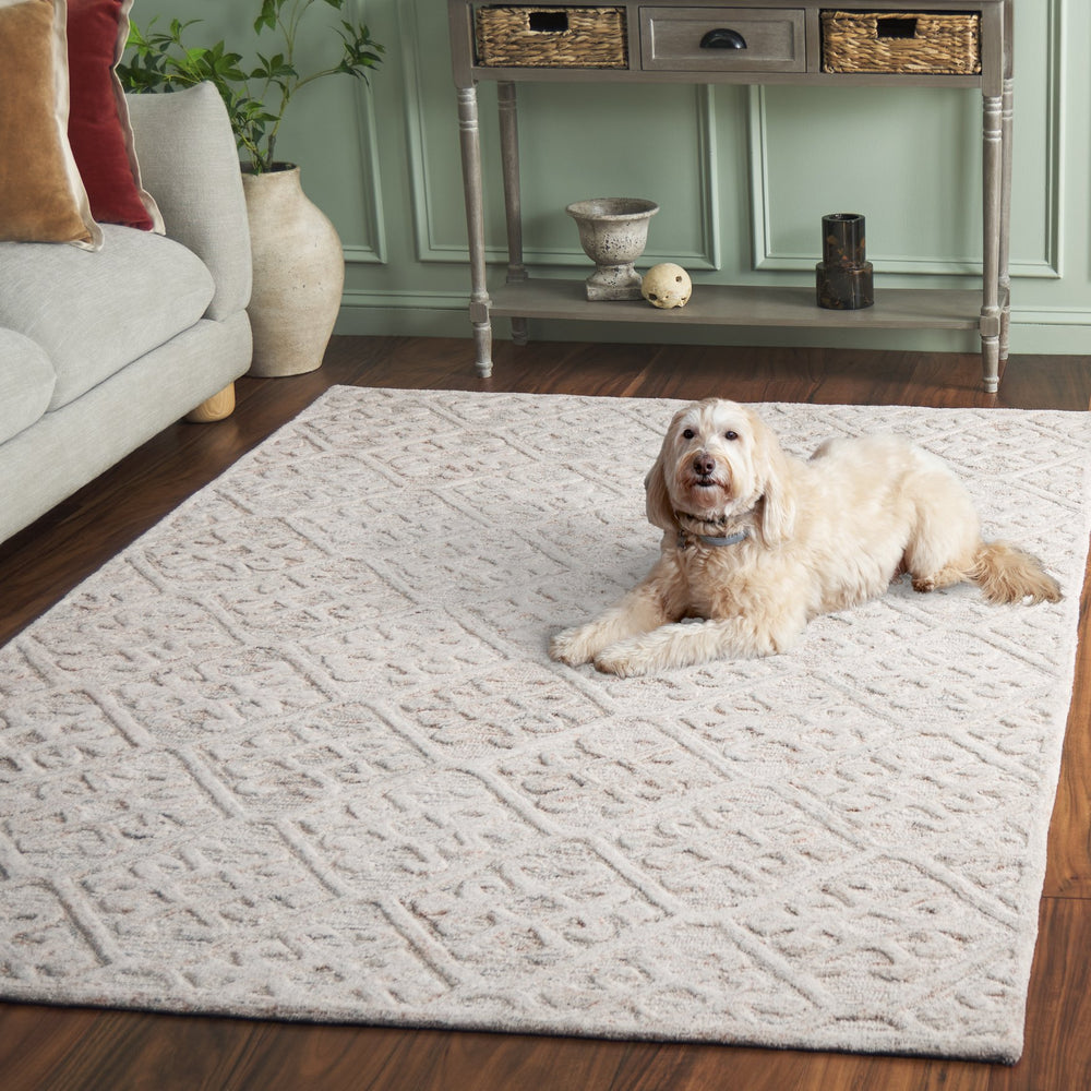 Safavieh Harvest Hand-Woven Wool Rug In Rust And Grey — Minimal, Plush 3/8" Pile For Modern & Transitional Spaces 6'-0" x 6'-0" HVT117P-6SQ