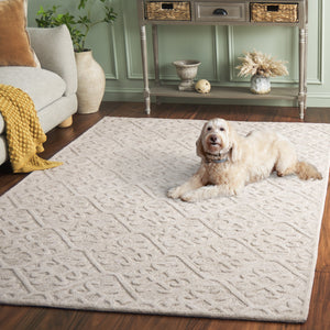 Safavieh Harvest Hand-Woven Wool Rug In Olive Beige — Low-Profile 3/8" Pile, Timeless Minimalist Craftsmanship 6'-0" x 6'-0" HVT117X-6SQ