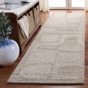 Safavieh Harvest Hand-Tufted Round Wool Rug In Grey Beige — Modern Geometric Design, Soft Durable Pile 6'-0" x 6'-0" HVT119B-6R