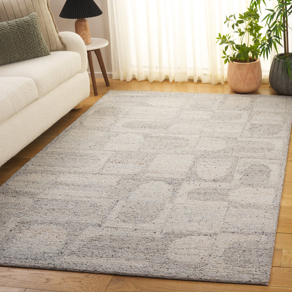 Safavieh Harvest Hand-Tufted Round Wool Rug In Grey Beige — Modern Geometric Design, Soft Durable Pile 6'-0" x 6'-0" HVT119B-6R