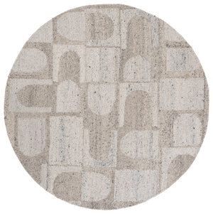 Safavieh Harvest Hand-Tufted Round Wool Rug In Grey Beige — Modern Geometric Design, Soft Durable Pile 6'-0" x 6'-0" HVT119B-6R