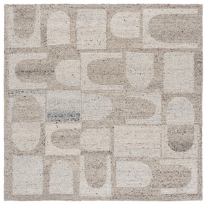Safavieh Harvest Hand-Tufted Round Wool Rug In Grey Beige — Modern Geometric Design, Soft Durable Pile 6'-0" x 6'-0" HVT119B-6R