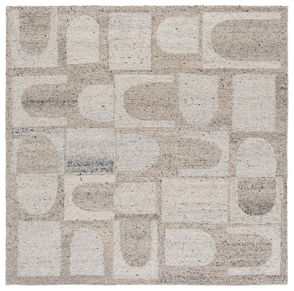 Safavieh Harvest Hand-Tufted Round Wool Rug In Grey Beige — Modern Geometric Design, Soft Durable Pile 6'-0" x 6'-0" HVT119B-6R