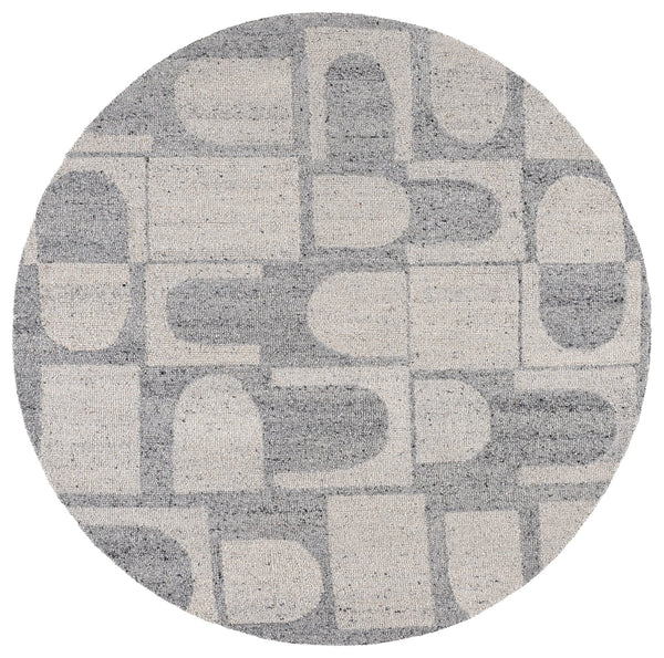 Safavieh Harvest Hand-Tufted Round Wool Rug In Silver Grey — Low-Profile 3/8" Pile, Modern Transitional Appeal 6'-0" x 6'-0" HVT119F-6R