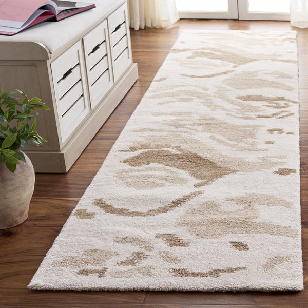 Safavieh Harvest Hand-Tufted Wool Rug Ivory Beige Abstract Design — Plush, Durable Craftsmanship From India 5'-0" x 8'-0" HVT120B-5
