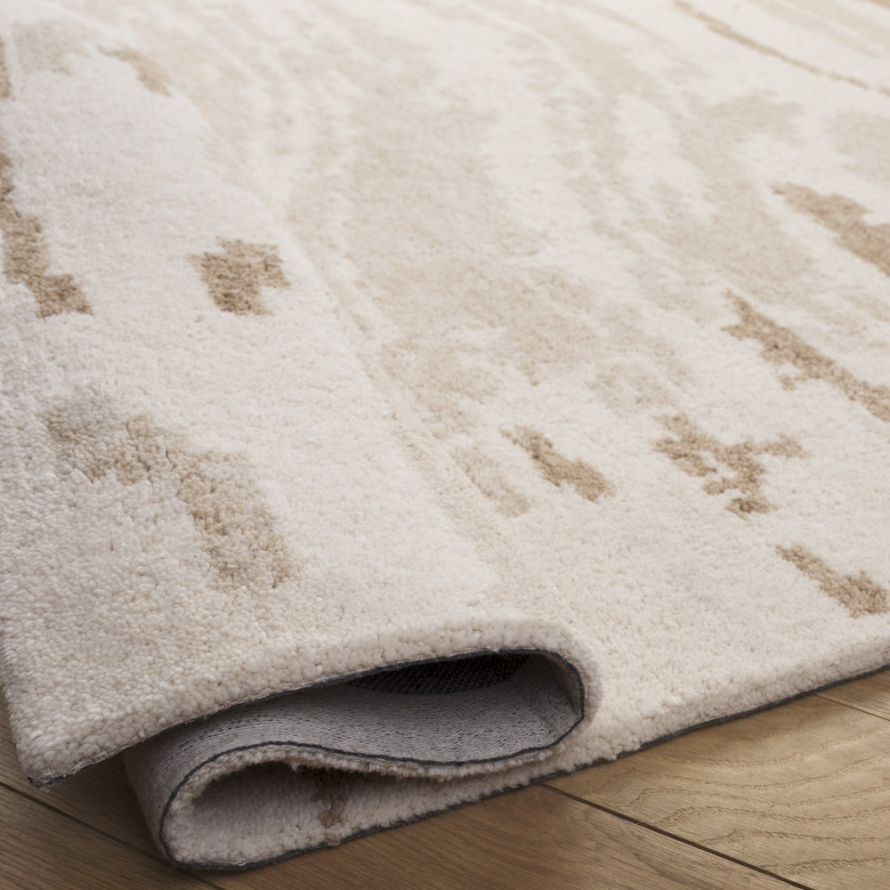 Safavieh Harvest Hand-Tufted Wool Rug Ivory Beige Abstract Design Low-Profile Pile Durable Soft Texture 6'-0" x 6'-0" HVT120B-6SQ