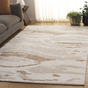 Safavieh Harvest Hand-Tufted Round Wool Rug In Ivory Beige — Abstract Modern Design, Low Pile, Durable Elegance 6'-0" x 6'-0" HVT120B-6R