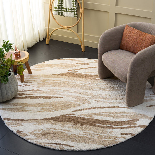 Safavieh Harvest Hand-Tufted Wool Rug Ivory Beige Abstract Design — Plush, Durable Craftsmanship From India 5'-0" x 8'-0" HVT120B-5