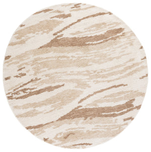 Safavieh Harvest Hand-Tufted Wool Rug Ivory Beige Abstract Design Low-Profile Pile Durable Soft Texture 6'-0" x 6'-0" HVT120B-6SQ