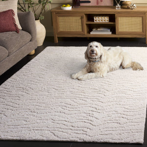Safavieh Harvest Ivory Wool Rug — Hand-Tufted Contemporary Abstract Design, Cozy Low-Pile Elegance For Home 4'-0" x 6'-0" HVT122A-4