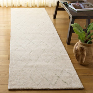 Safavieh Harvest Hand-tufted Wool Cotton Blend Area Rug - Elegant Diamond Pattern For Cozy Home Décor Ivory ,Green 80% Wool & 20% Cotton Hvt201a-3