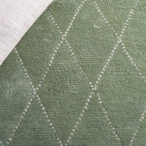 Safavieh Harvest Hand-tufted Wool Cotton Blend Area Rug - Elegant Diamond Pattern For Cozy Home Décor Sage ,Ivory 80% Wool & 20% Cotton Hvt201w-8