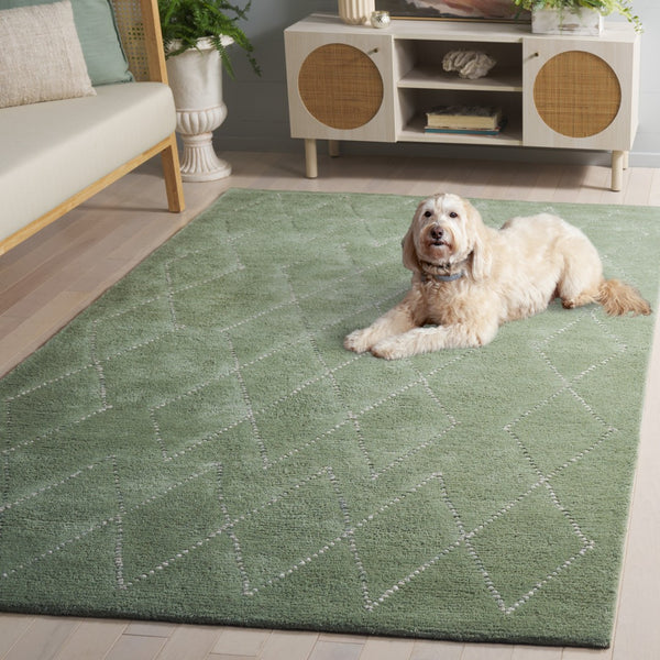 Safavieh Harvest Hand-tufted Wool Cotton Blend Area Rug - Elegant Diamond Pattern For Cozy Home Décor Sage ,Ivory 80% Wool & 20% Cotton Hvt201w-8