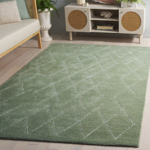 Safavieh Harvest Hand-tufted Wool Cotton Blend Area Rug - Elegant Diamond Pattern For Cozy Home Décor Sage ,Ivory 80% Wool & 20% Cotton Hvt201w-8