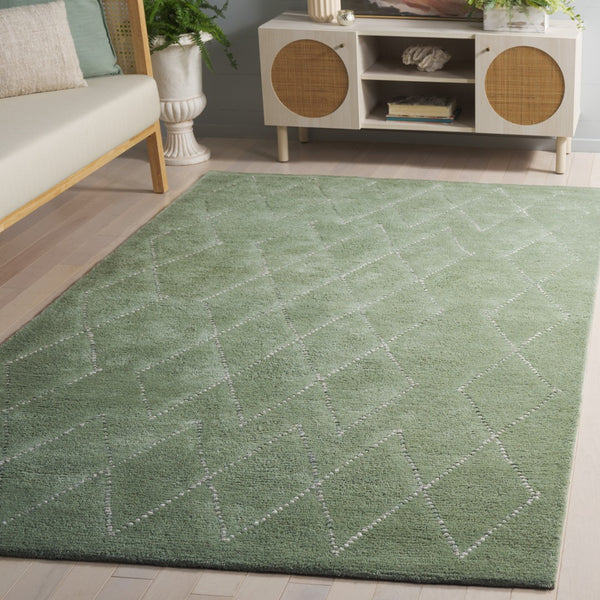 Safavieh Harvest Hand-tufted Wool Cotton Blend Area Rug - Elegant Diamond Pattern For Cozy Home Décor Sage ,Ivory 80% Wool & 20% Cotton Hvt201w-8