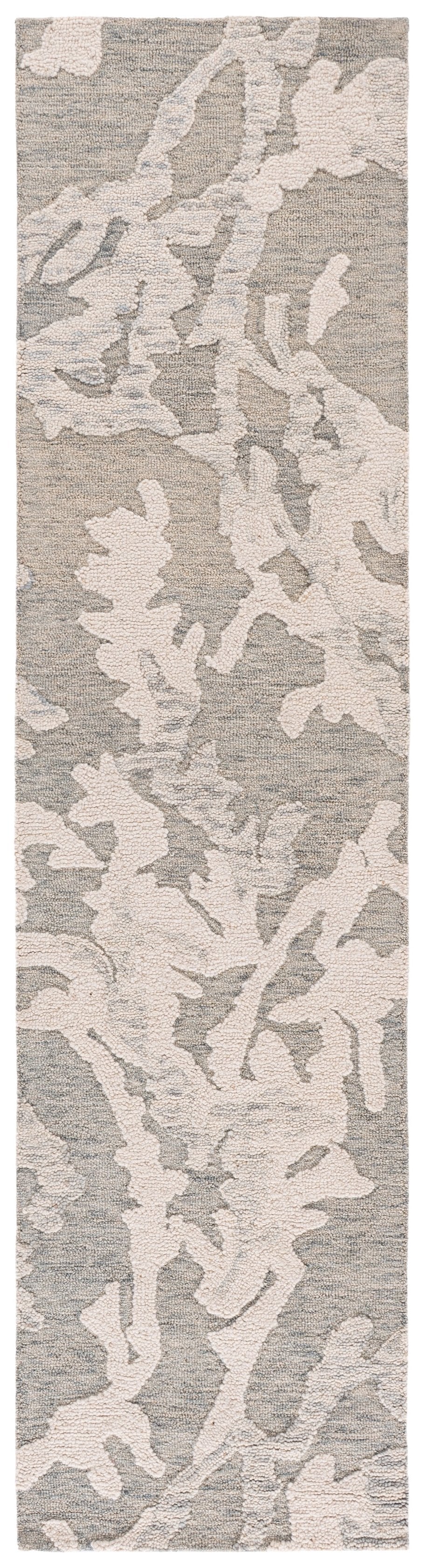 Safavieh Harvest Hand-Tufted Light Grey Ivory Runner Rug, 80% Wool 20% Cotton, Low-Profile Plush Elegance 2'-3" x 9'-0" HVT302F-29