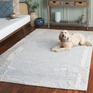 Safavieh Harvest Modern Hand Tufted Area Rug - Luxurious Light Blue & Ivory 5x8 Ft, Soft Wool Blend Comfort Light Blue ,Ivory 80% Wool,20% Cotton Hvt304l-5