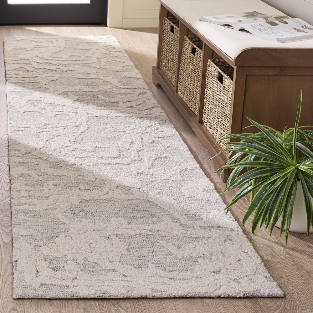 Safavieh Harvest Hand-Tufted Grey Ivory Area Rug — Transitional Modern Wool-Cotton Blend, Low-Profile Luxury 8'-0" x 10'-0" HVT305F-8