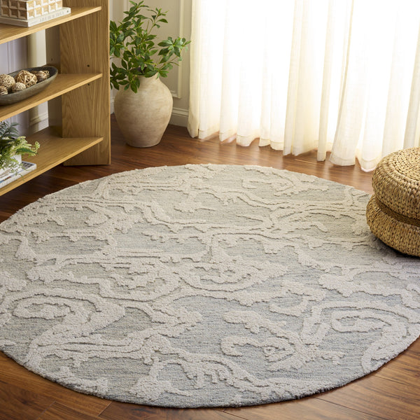 Safavieh Harvest Hand-Tufted Wool-Cotton Area Rug In Grey Ivory — Low-Profile Plush, Modern Transitional Texture 3'-0" x 5'-0" HVT305F-3