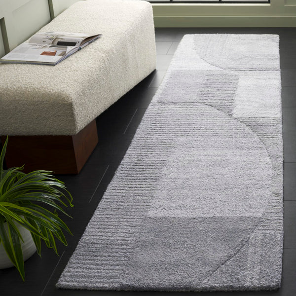 Safavieh Harvest Modern Area Rug - Hand-tufted Polyester With Geometric Design For Stylish Interiors Grey Polyester Pile Hvt401f-4