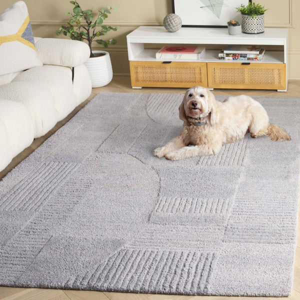 Safavieh Harvest Modern Area Rug - Hand-tufted Polyester With Geometric Design For Stylish Interiors Grey Polyester Pile Hvt401f-4