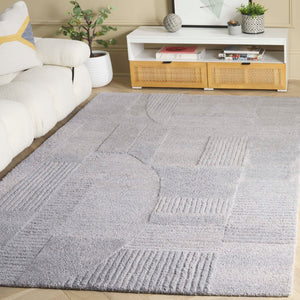 Safavieh Harvest Modern Area Rug - Hand-tufted Polyester With Geometric Design For Stylish Interiors Grey Polyester Pile Hvt401f-4