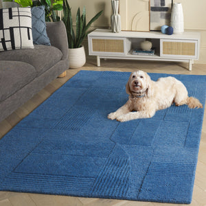 Safavieh Harvest Plush Hand-Tufted Blue Rug With Layered Geometric-Abstract Design, Soft Polyester Comfort 4'-0" x 6'-0" HVT401M-4