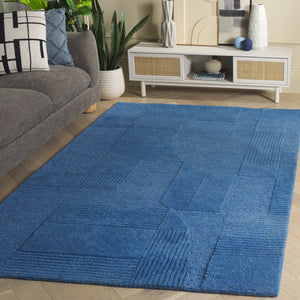 Safavieh Harvest Hand-Tufted 401M Blue Area Rug — Plush Low-Profile Polyester, Geometric Modern Accent 5'-0" x 8'-0" HVT401M-5