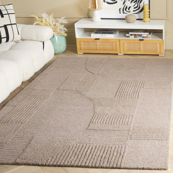 Safavieh Harvest Modern Area Rug - Hand-tufted Polyester With Geometric Design For Stylish Interiors Sage ,Grey Polyester Pile Hvt401w-6