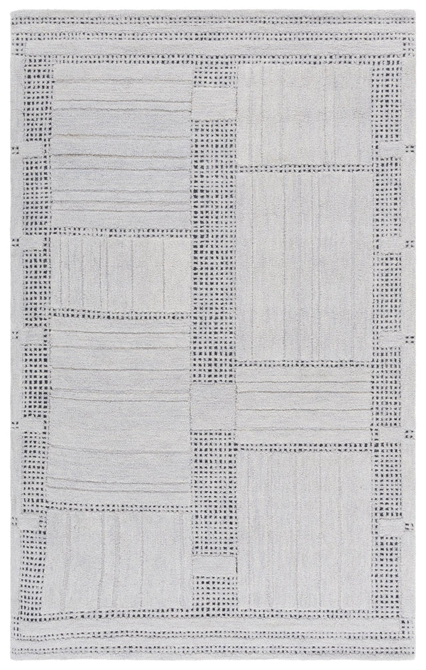 Safavieh Harvest Hand‑Tufted Silver Grey Runner Rug, 80% Wool 20% Cotton, Low-Profile 3/8" Pile, Geometric Modern Elegance 2'-3" x 9'-0" HVT402G-29