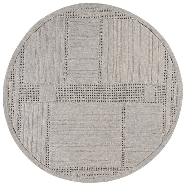 Safavieh Harvest Hand-Tufted Silver Grey Area Rug — Wool-Cotton Blend, Low-Profile Geometric Accent Rug 3'-0" x 5'-0" HVT402G-3