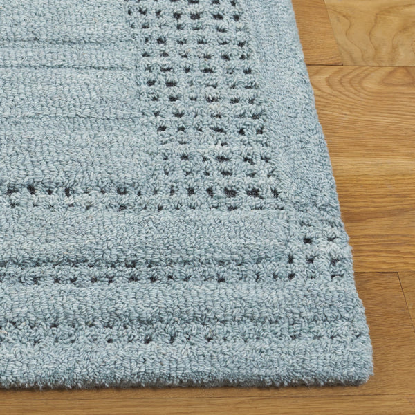 Safavieh Harvest Hand-Tufted Denim Blue Wool-Cotton Rug — Minimalist 3/8" Pile For Cozy, Durable Style 8'-0" x 10'-0" HVT402L-8