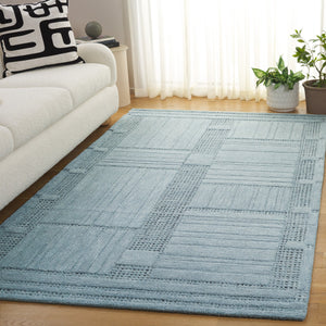 Safavieh Harvest Hand-Tufted Denim Blue Wool-Cotton Rug — Minimalist 3/8" Pile For Cozy, Durable Style 8'-0" x 10'-0" HVT402L-8