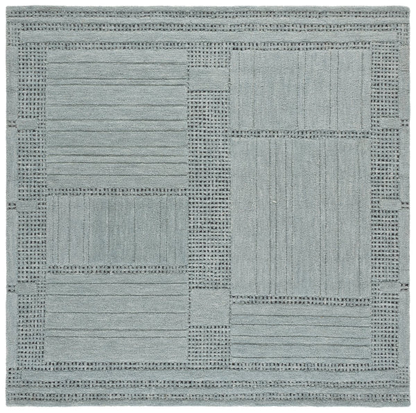 Safavieh Harvest Hand‑Tufted Denim Blue Square Rug — Wool‑Cotton Blend, Low‑Profile Pile, Timeless Modern Elegance 6'-0" x 6'-0" HVT402L-6SQ