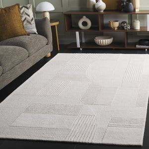 Safavieh Harvest Hand-Tufted Ivory Area Rug — Minimalist Geometric Wool-Cotton Blend, Low-Profile Luxury 6'-0" x 6'-0" HVT403A-6SQ