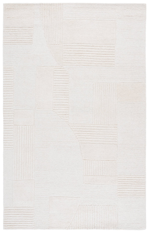 Safavieh Harvest Ivory Hand-Tufted Wool-Cotton Area Rug, Low-Profile 3/8" Pile, Neutral Minimalist Foundation 8'-0" x 10'-0" HVT403A-8