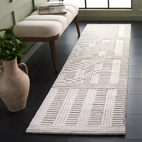 Safavieh Harvest Elegant Hand-tufted Area Rug In Premium Wool Blend - Modern Geometric Design For Your Home Natural ,Ivory 85% Wool,15% Cotton Hvt601a-4