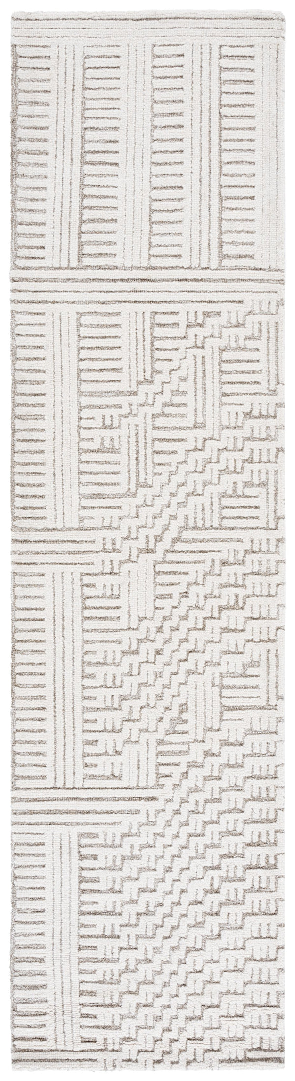 Safavieh Harvest Hand Tufted Wool-cotton Runner Rug - Modern Geometric Design For Stylish Home Interiors Natural ,Ivory 85% Wool,15% Cotton Hvt601a-29