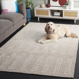 Safavieh Harvest Elegant Hand-tufted Area Rug In Premium Wool Blend - Modern Geometric Design For Your Home Natural ,Ivory 85% Wool,15% Cotton Hvt601a-4