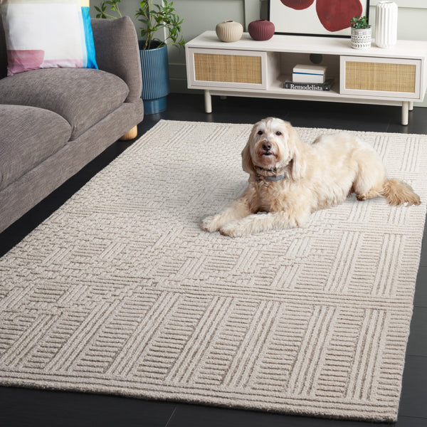 Safavieh Harvest Elegant Hand-tufted Area Rug In Premium Wool Blend - Modern Geometric Design For Your Home Natural ,Ivory 85% Wool,15% Cotton Hvt601a-4