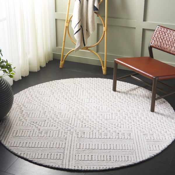 Safavieh Harvest Elegant Hand-tufted Area Rug In Premium Wool Blend - Modern Geometric Design For Your Home Natural ,Ivory 85% Wool,15% Cotton Hvt601a-4