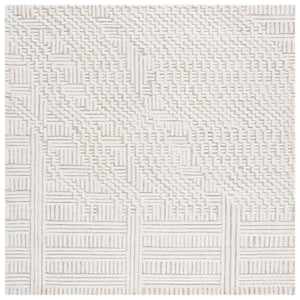 Safavieh Harvest Hand Tufted Wool-cotton Runner Rug - Modern Geometric Design For Stylish Home Interiors Natural ,Ivory 85% Wool,15% Cotton Hvt601a-6sq