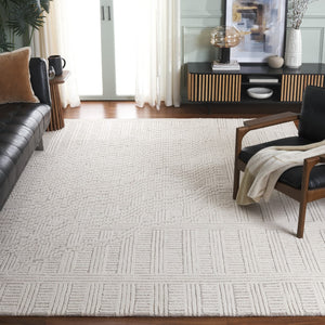 Safavieh Harvest Elegant Hand-tufted Area Rug In Premium Wool Blend - Modern Geometric Design For Your Home Natural ,Ivory 85% Wool,15% Cotton Hvt601a-4