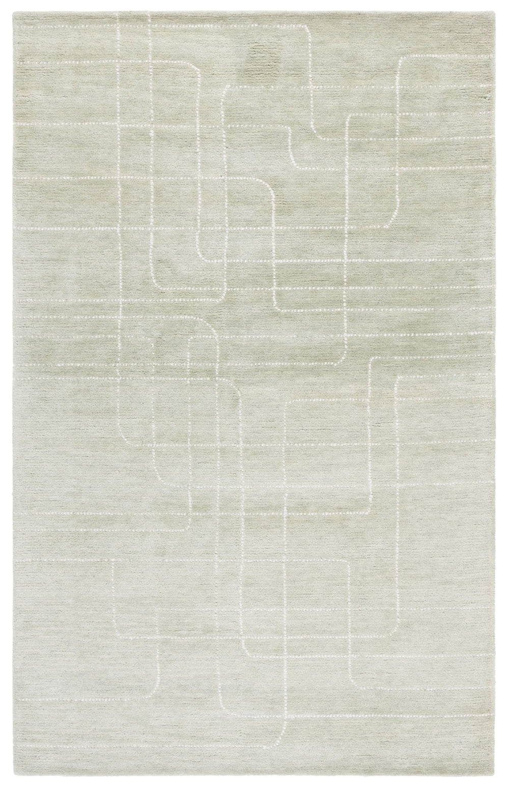 Safavieh Harvest Hand-Tufted Sage Wool Rug — Low 3/8" Pile, Modern Geometric Design, Artisanal Indian Craftsmanship 6'-0" x 6'-0" HVT801W-6SQ