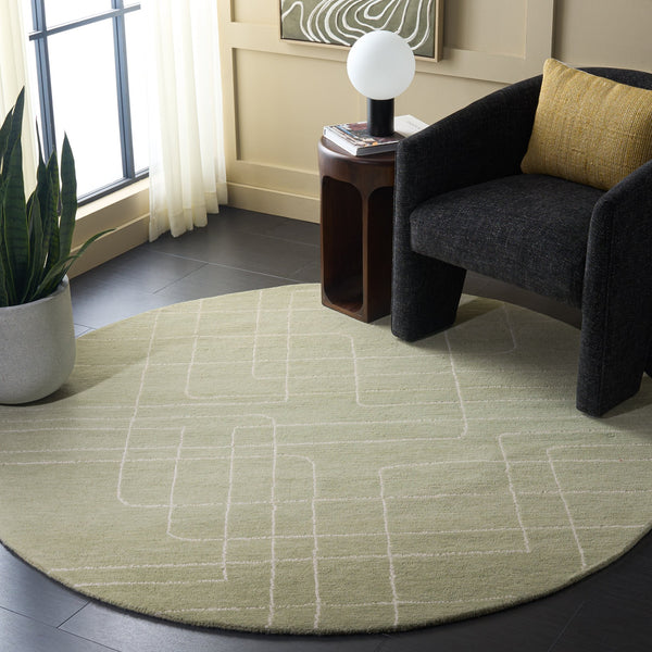 Safavieh Harvest Hand-Tufted Sage Wool Rug With Low-Profile Pile, Subtle Geometric Modern Accent For Home 4'-0" x 6'-0" HVT801W-4
