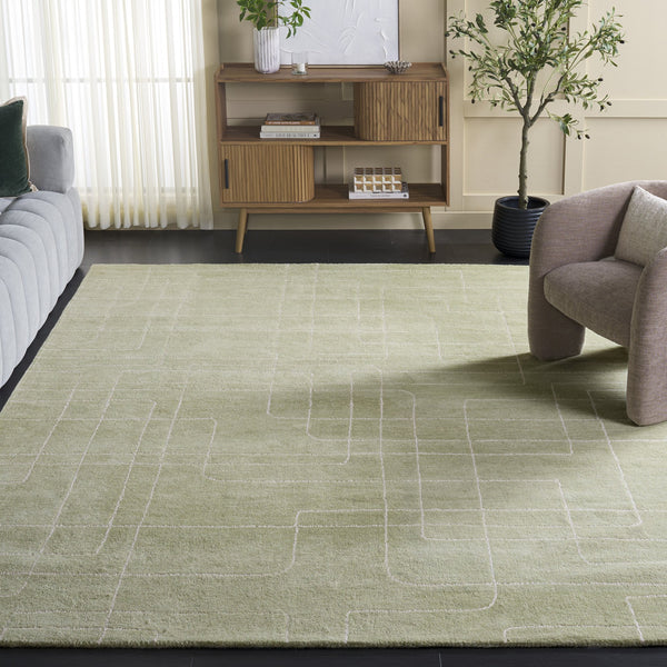 Safavieh Harvest Hand-Tufted Sage Runner Rug – Low-Profile Wool Pile, Modern Geometric Design For Halls 2'-3" x 9'-0" HVT801W-29