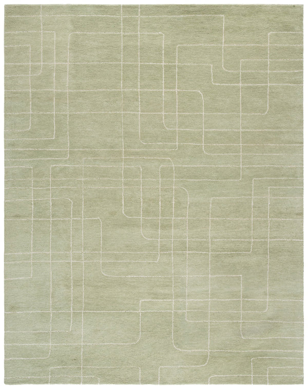 Safavieh Harvest Hand-Tufted Sage Wool Rug — Low 3/8" Pile, Modern Geometric Design, Artisanal Indian Craftsmanship 6'-0" x 6'-0" HVT801W-6SQ